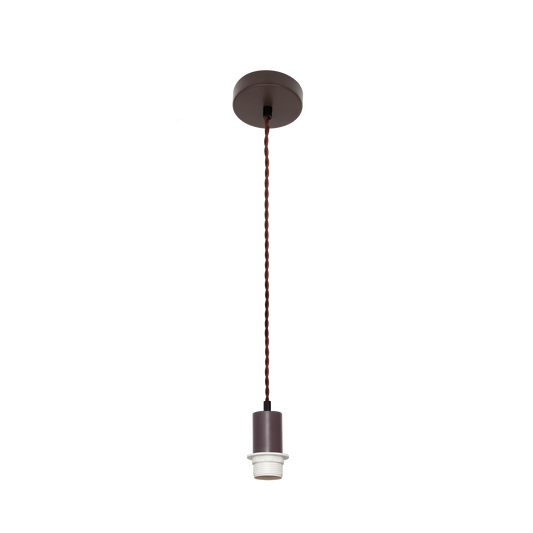 Armazón colgante Cara fabricado en metal color marrón con cuerda trenzada, ideal para salón