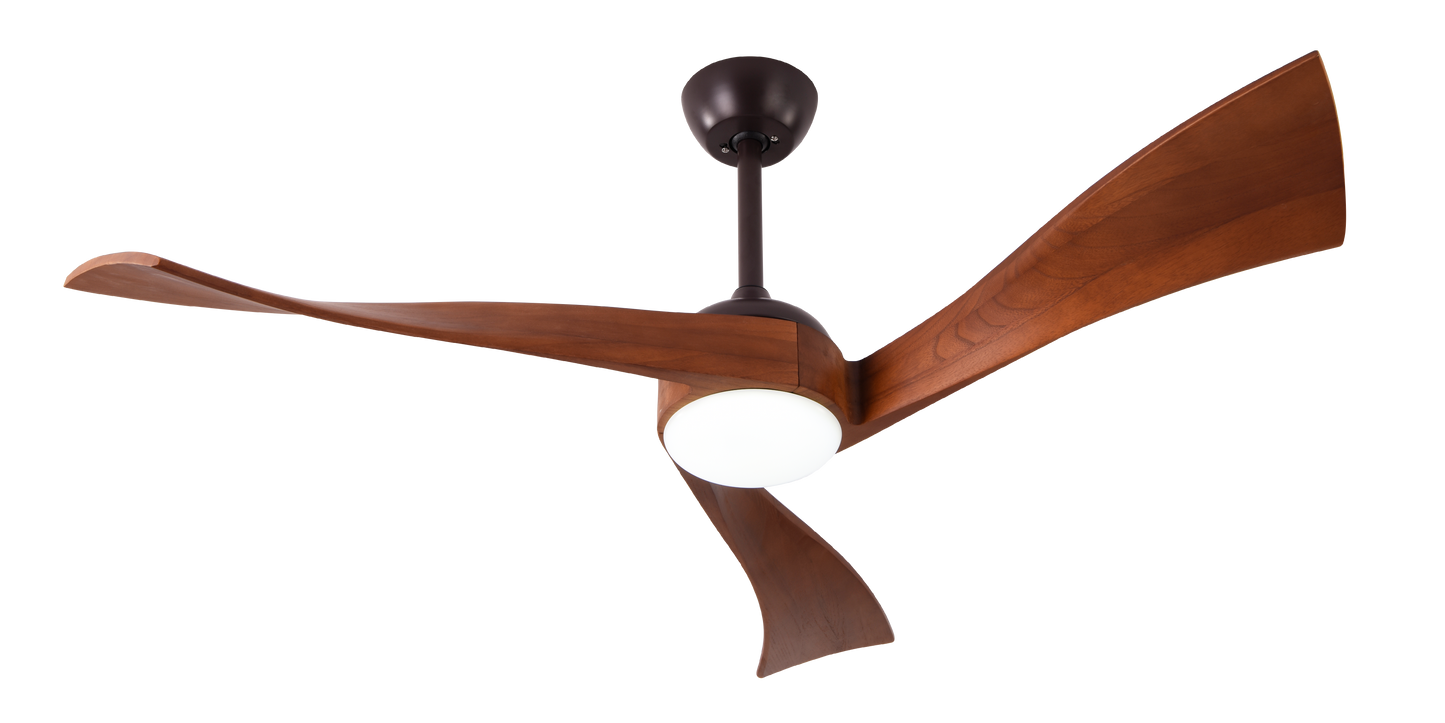 Elegante ventilador de techo marrón y cerezo ideal para salón o dormitorio