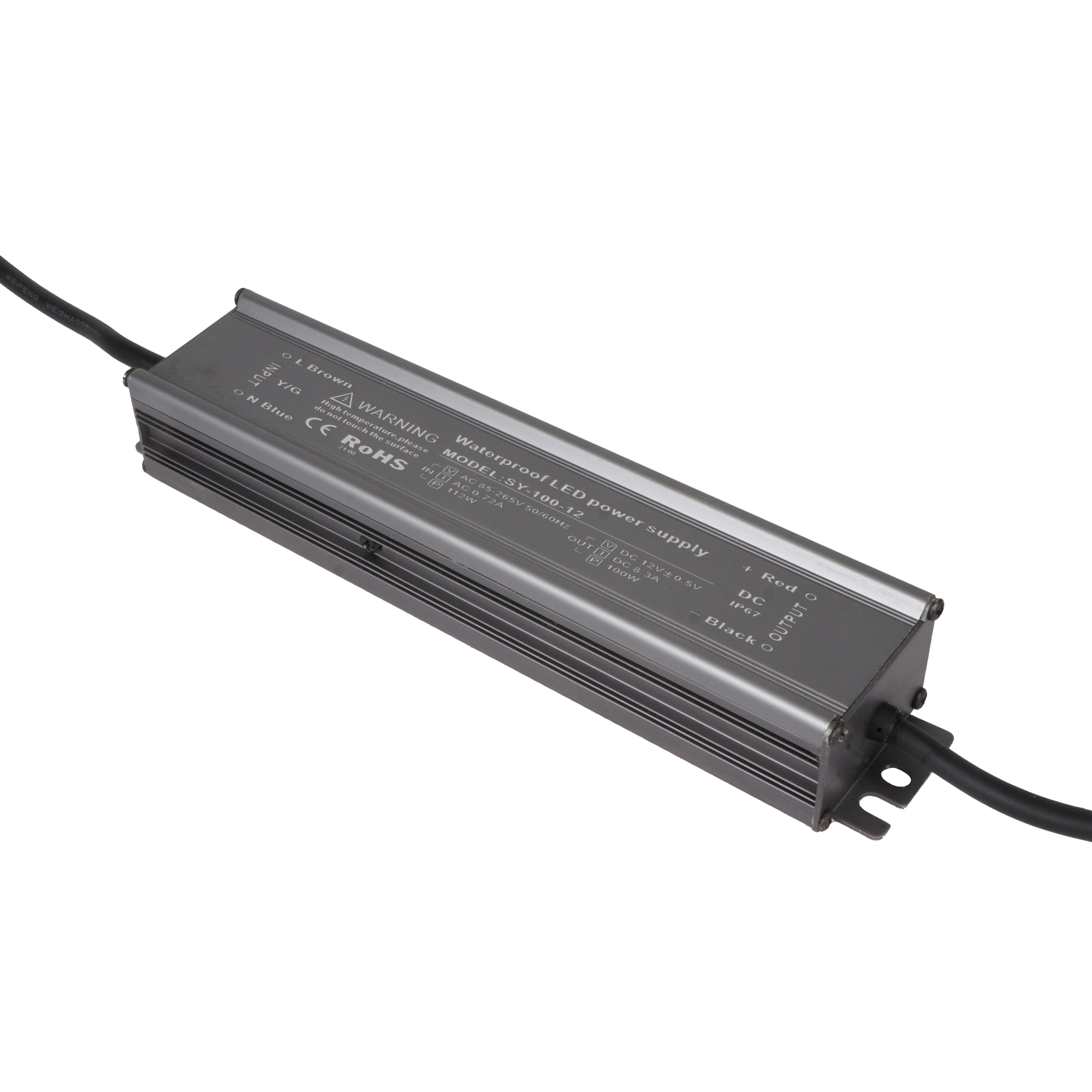 Transformador Estanco 100W 12V IP68 Grafito Fabrilamp - Vista frontal