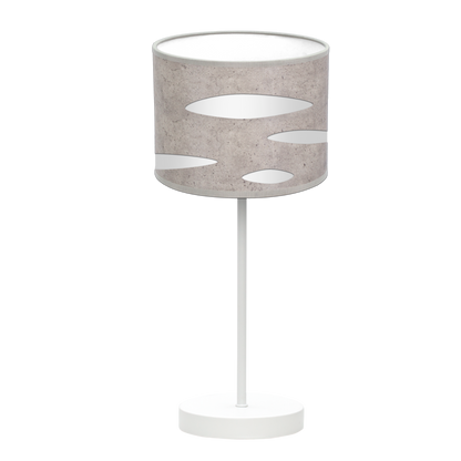 Lámpara Odra fabricada en metal y textil color blanco y cemento gris