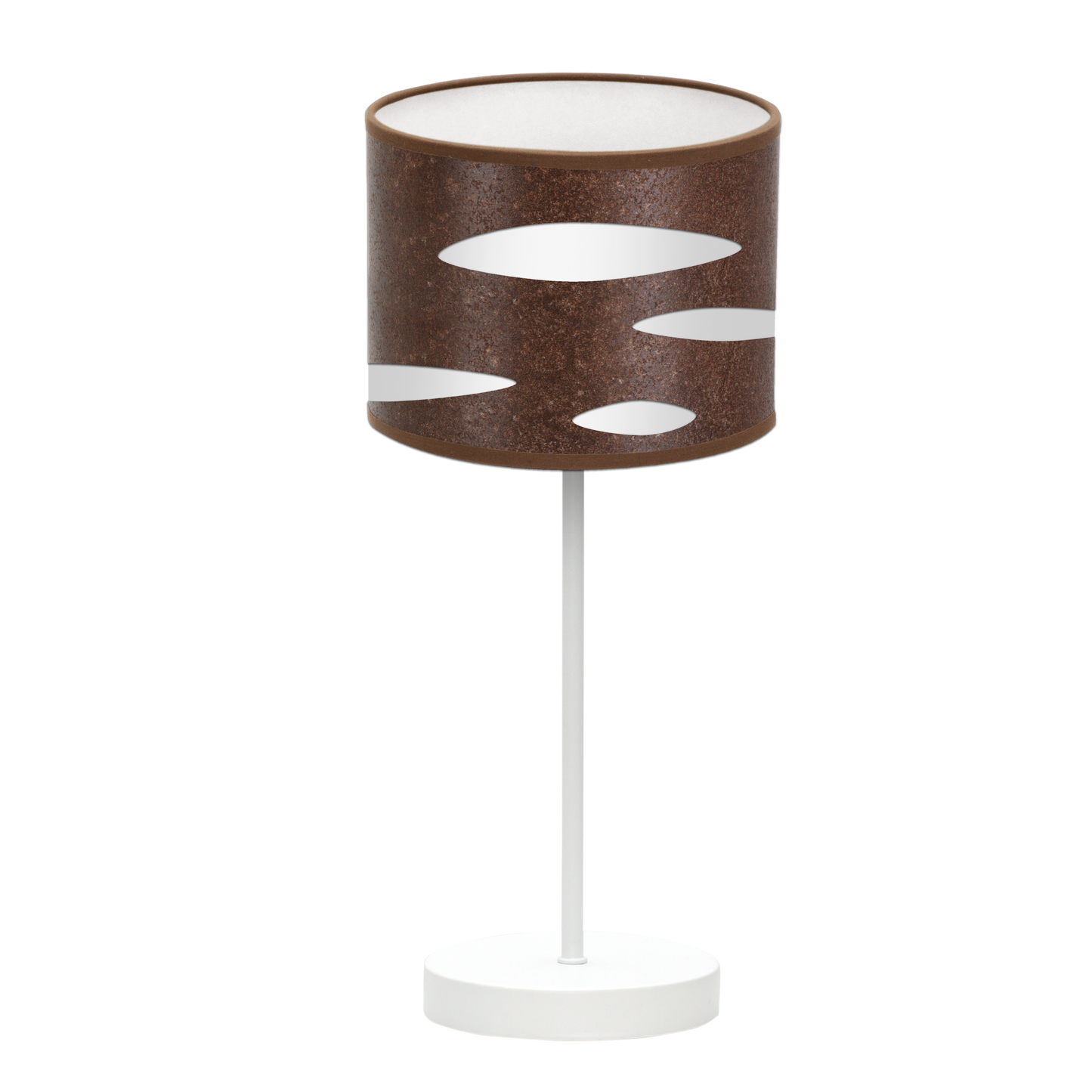 Lámpara Odra fabricada en metal y textil, color blanco y óxido, ideal para interiores