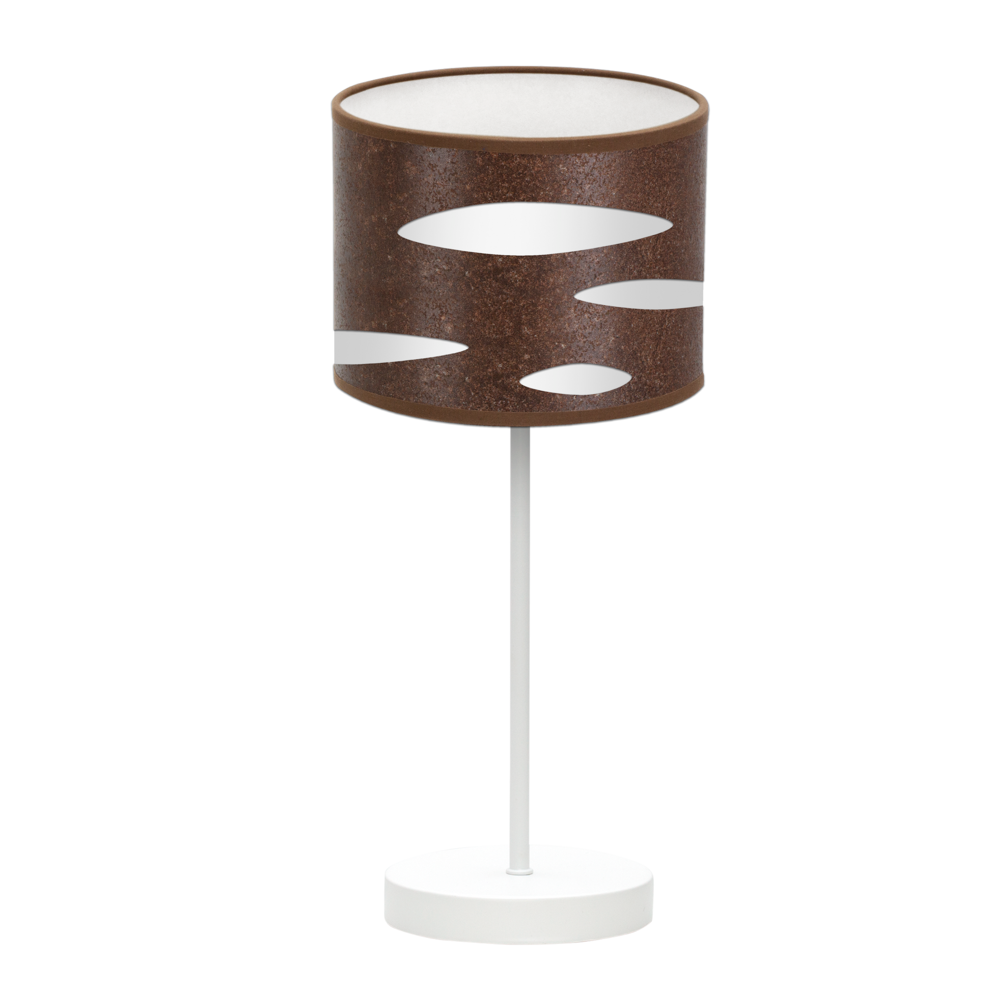 Lámpara Odra fabricada en metal y textil, color blanco y óxido, ideal para interiores
