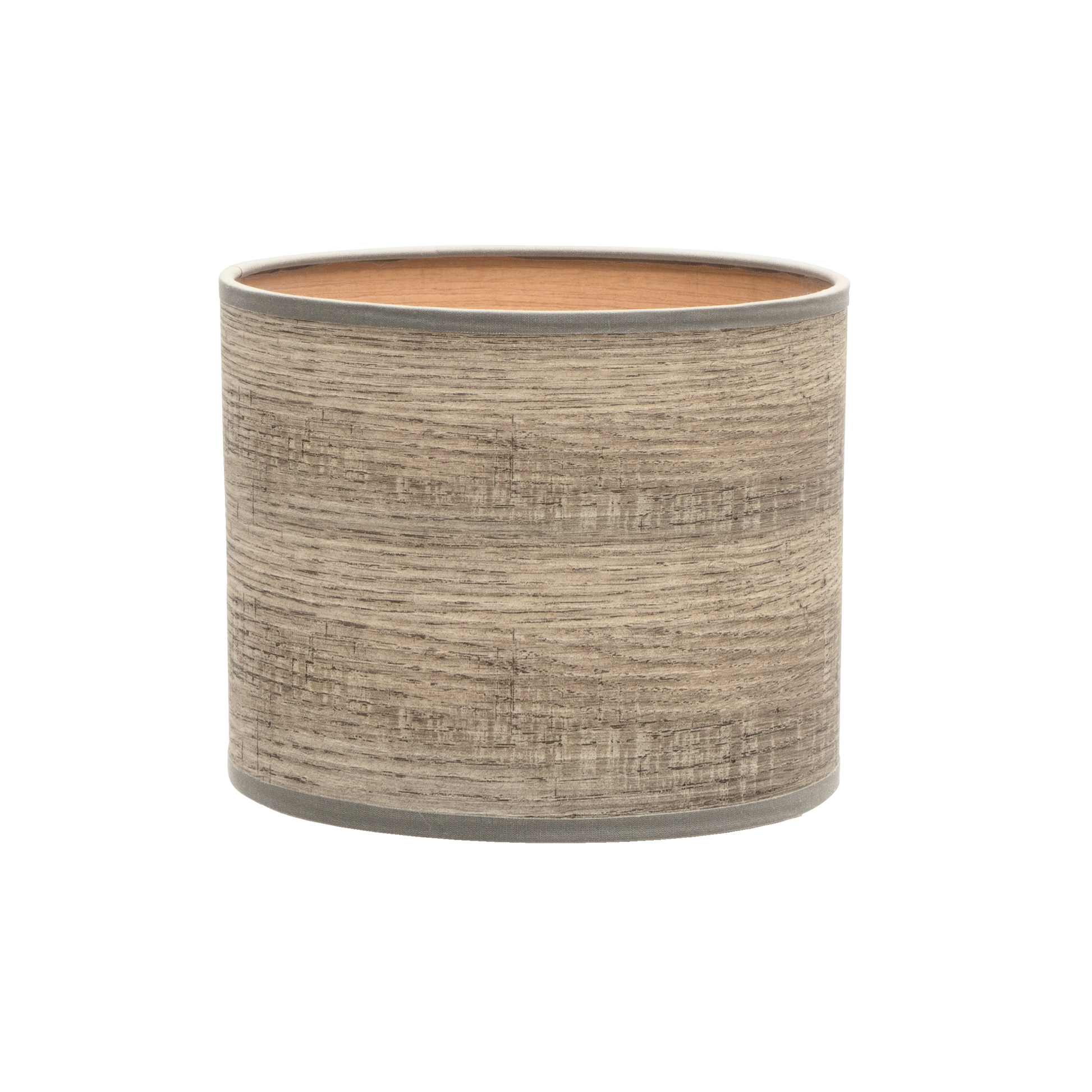 Sobremesa Jerte fabricada en metal color blanco con pantalla en madera gris