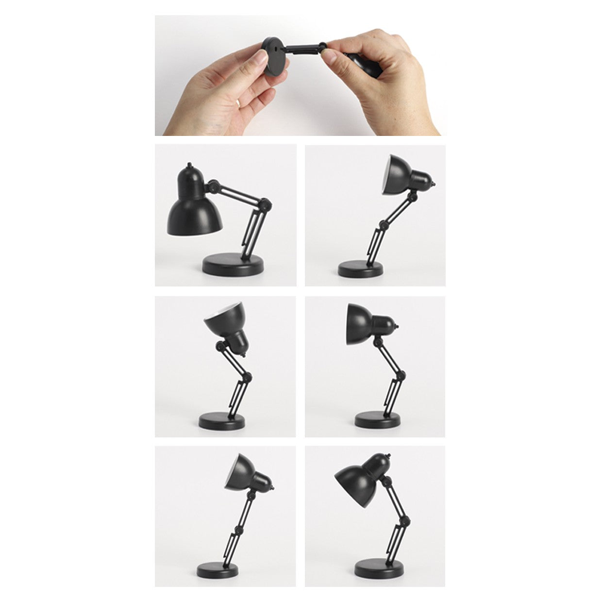 Detalle de brazos articulables en mini flexo LED Pixel color azul ALEMAR