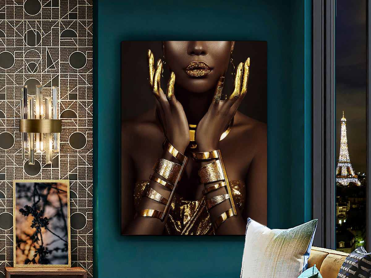 Fotografía Impresa en Cristal Templado Sombra y Oro 90x120 cm Schuller en ambiente decorado | Schuller