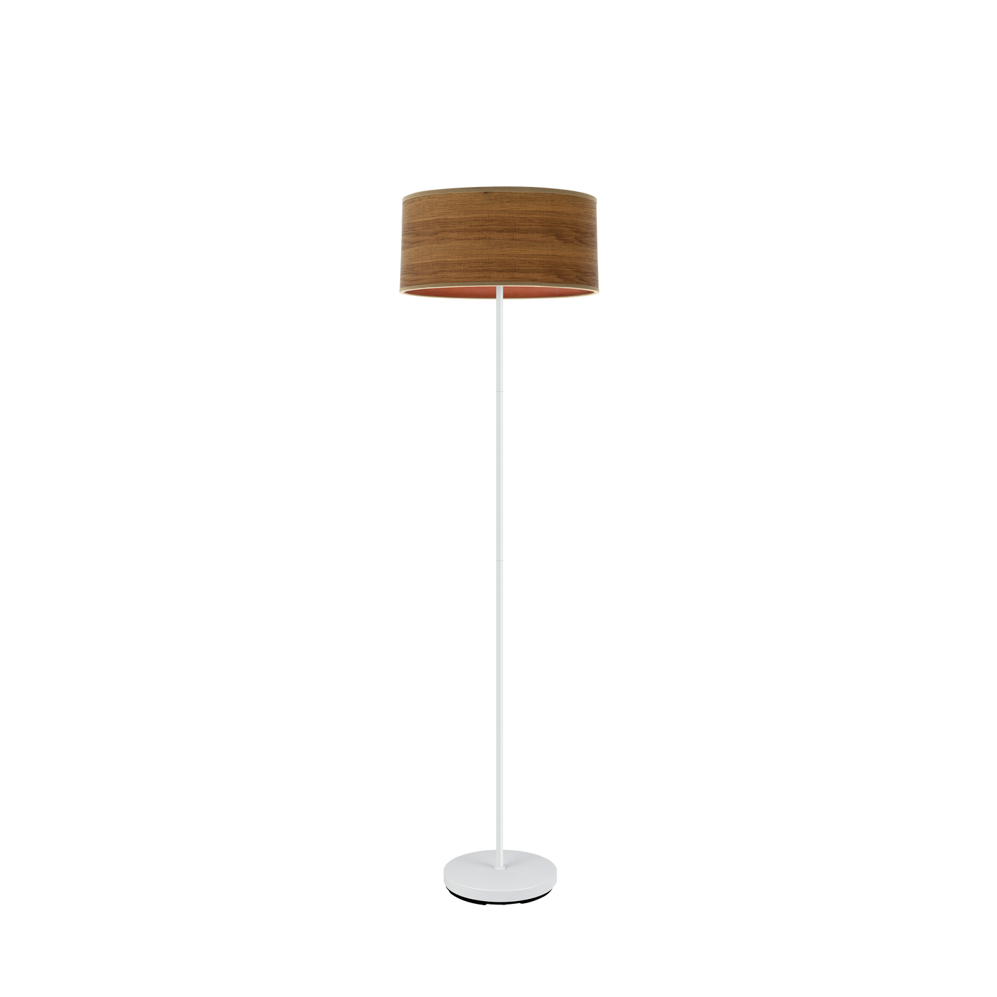 Pie de salón Jerte de Fabrilamp en color blanco y madera oscura, ideal para la decoración de salones y dormitorios.