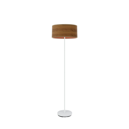 Pie de salón Jerte de Fabrilamp en color blanco y madera oscura, ideal para la decoración de salones y dormitorios.