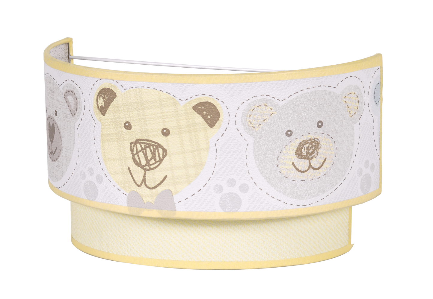 Aplique Panda Amarillo Pastel de Fabrilamp, vista frontal. Ilumina la habitación infantil con un toque de ternura.