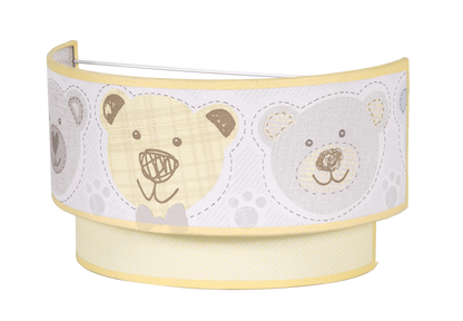 Aplique Panda Amarillo Pastel de Fabrilamp, vista frontal. Ilumina la habitación infantil con un toque de ternura.