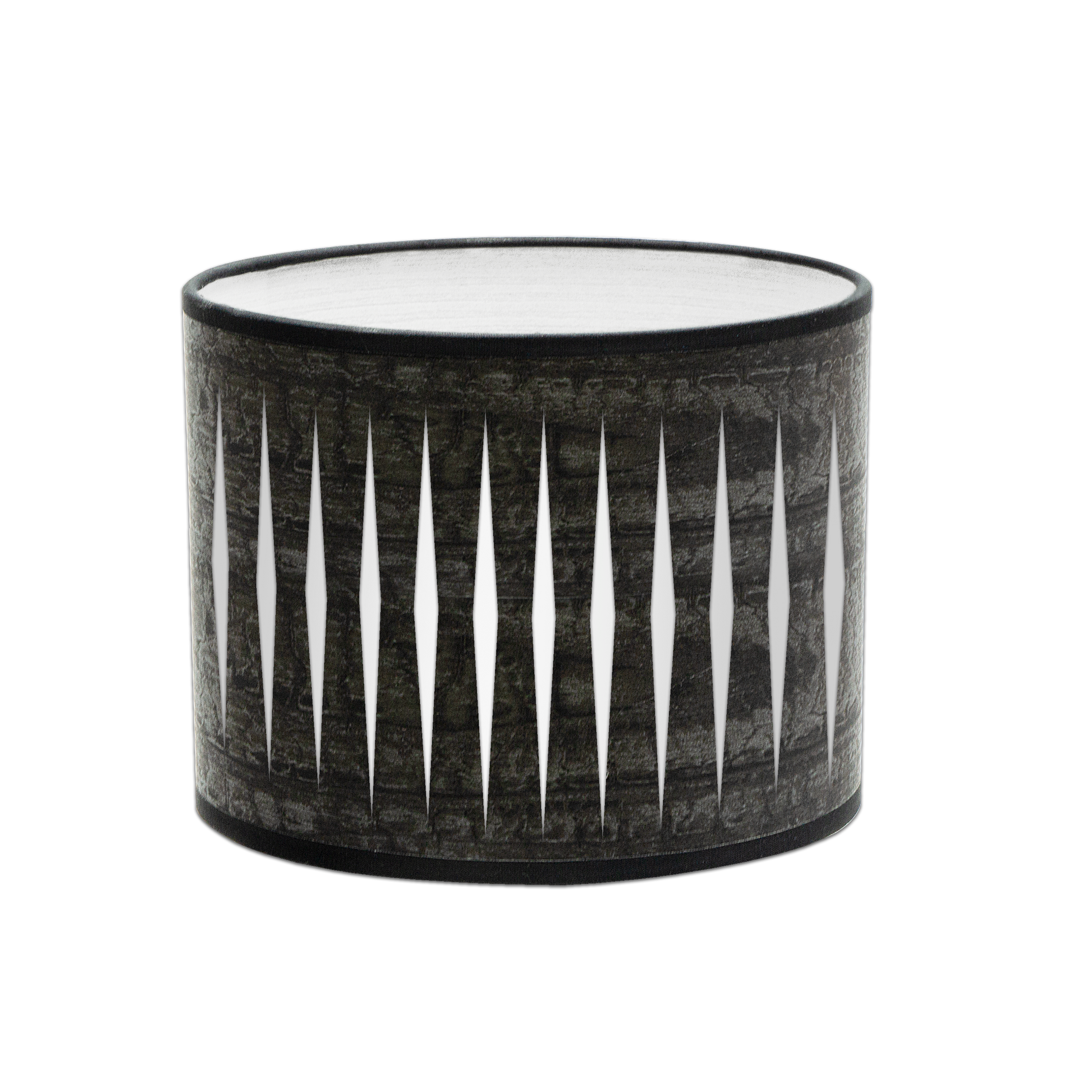 Lámpara Piron fabricada en metal color blanco y textil en madera negra, Fabrilamp