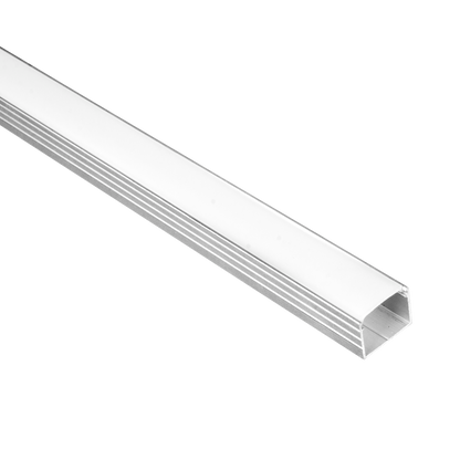 Canaleta recta de aluminio para cinta LED de 2 metros con 4 tapas incluidas. Ideal para iluminación interior y exterior.