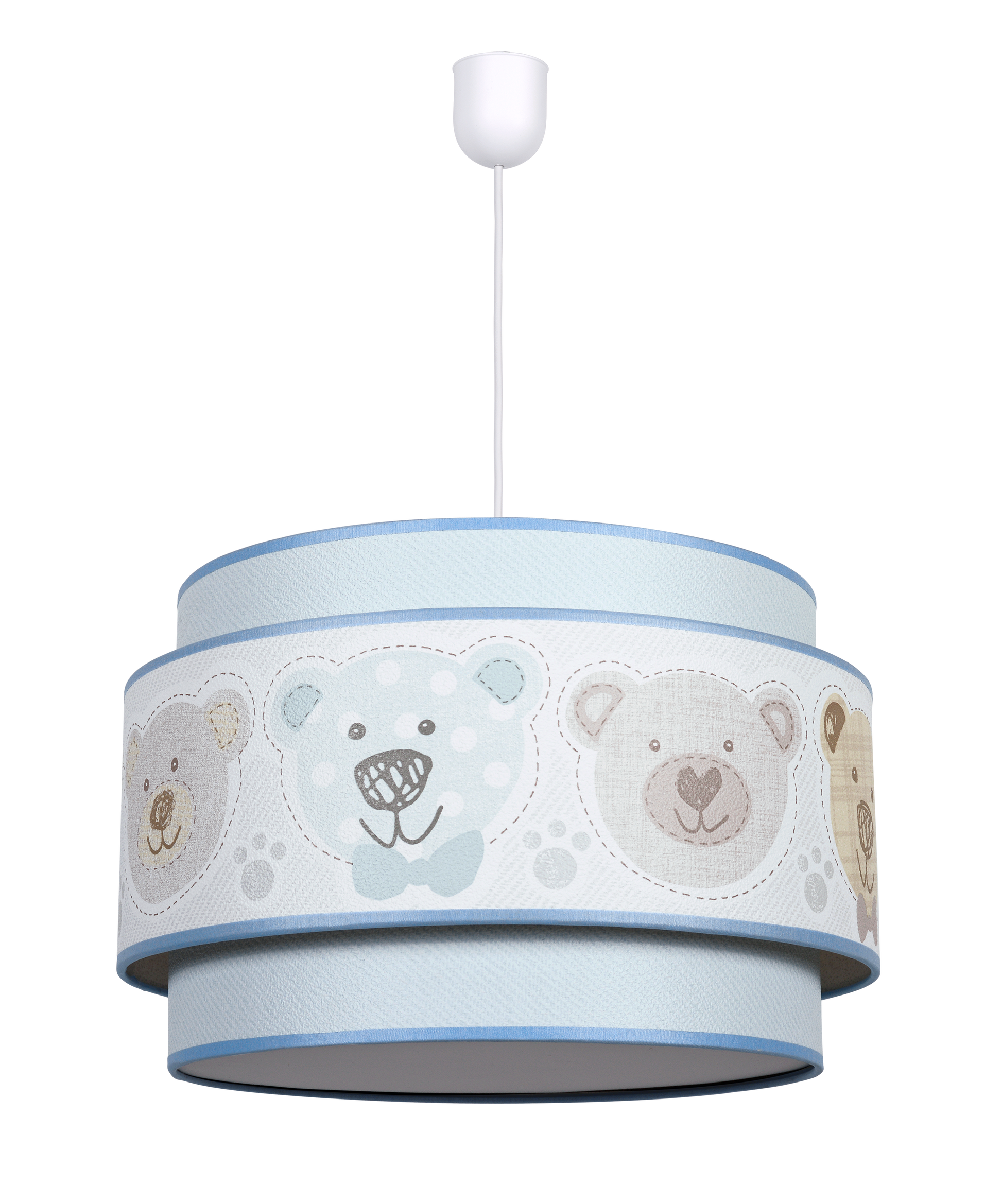 Colgante Panda Celeste para habitación infantil, diseño Fabrilamp, disponible en luzguru.com