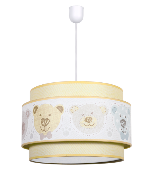 Lámpara colgante panda fabricada en material duradero color amarillo, ideal para nursery