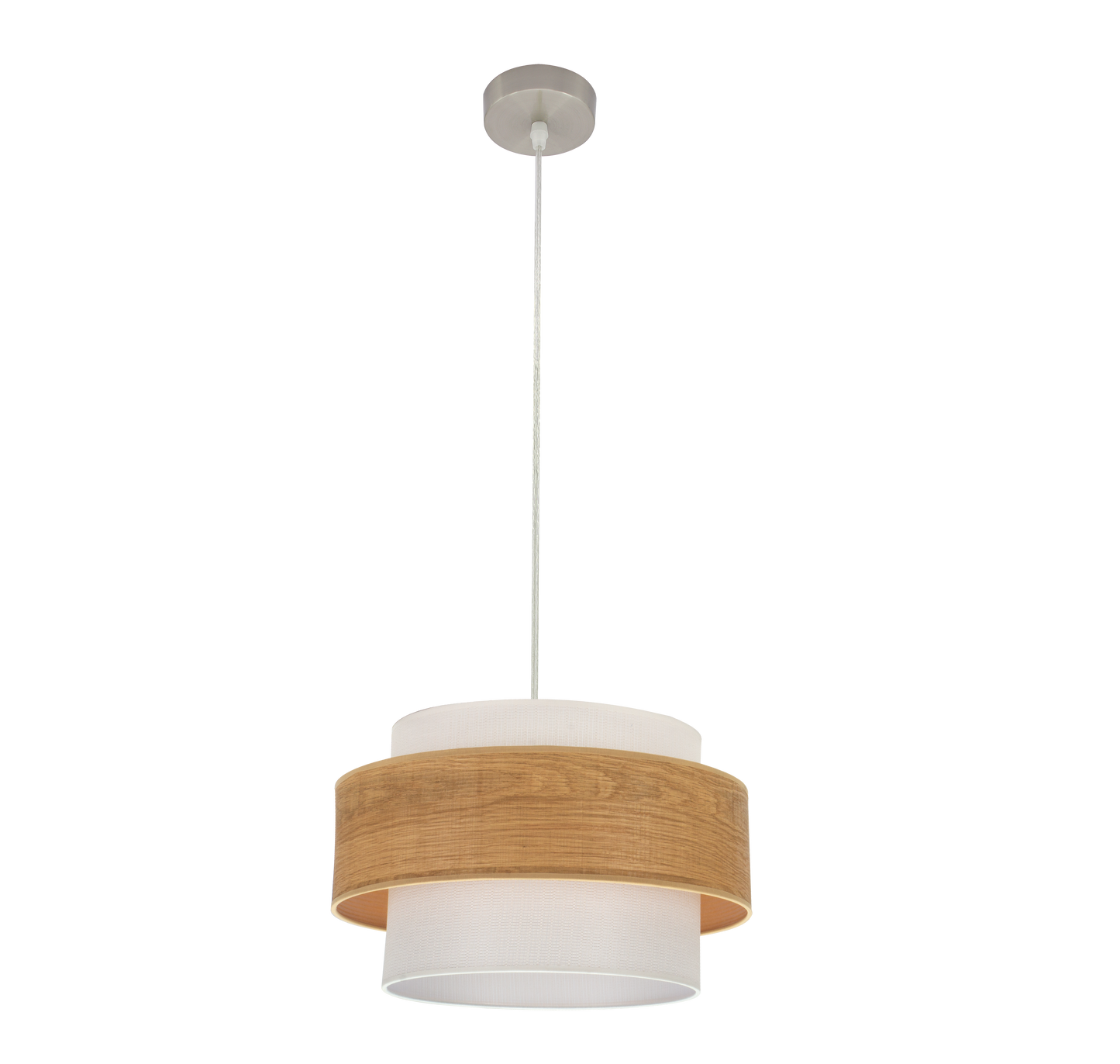 Colgante Myriam 40cm Niquel/Madera Clara de Fabrilamp, diseño moderno y elegante para iluminar tu hogar.