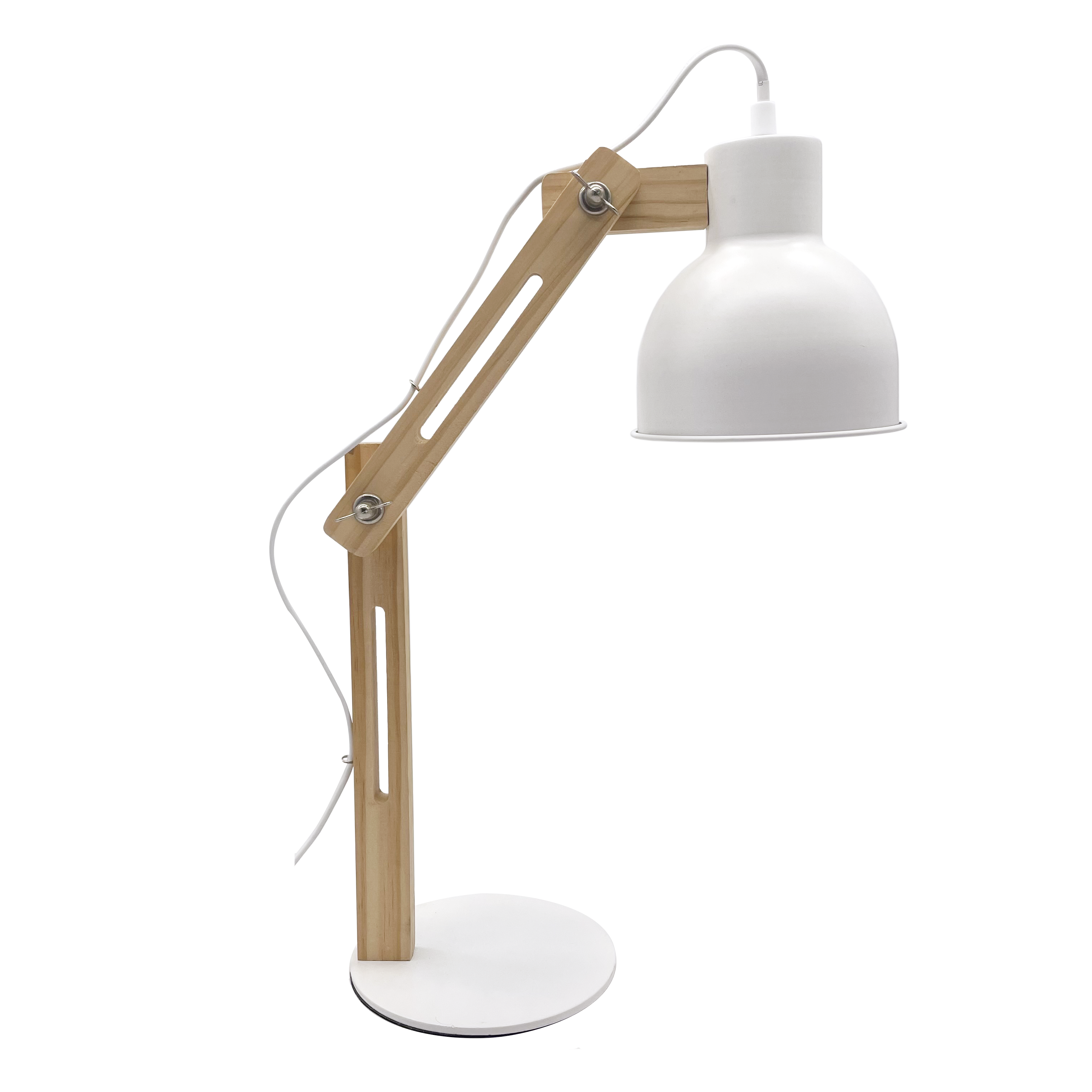 Flexo Baptista Blanco/Haya E27 - Vista frontal, Fabrilamp en luzguru.com