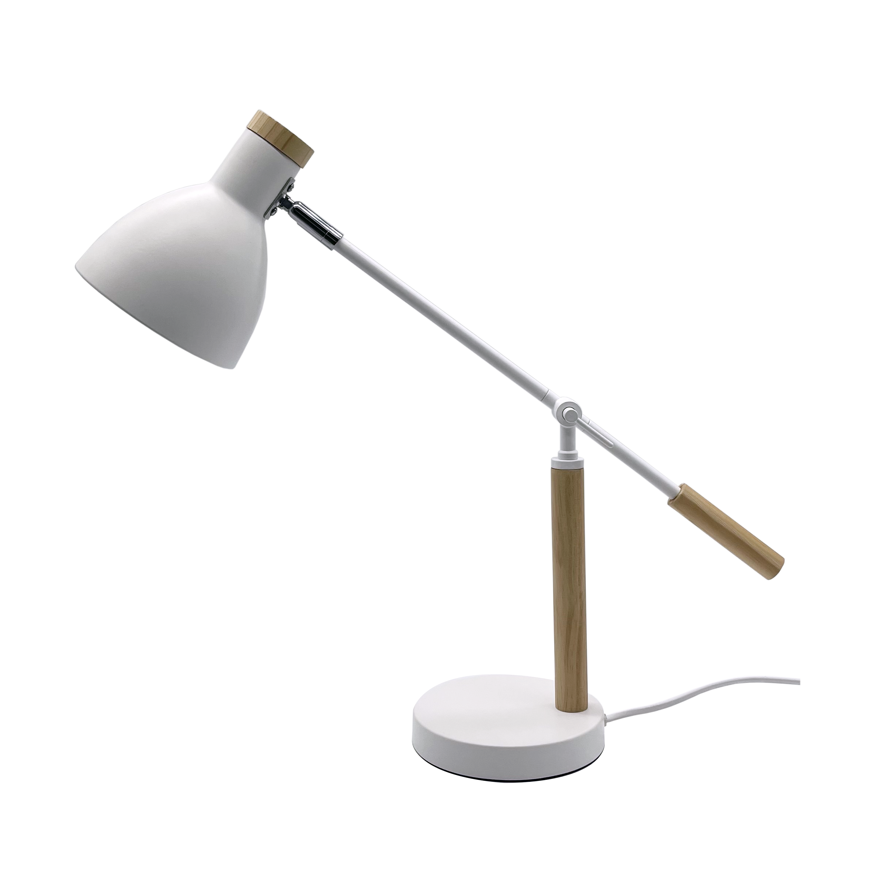Flexo Biel Blanco/Haya E27 de Fabrilamp: Vista frontal del flexo de escritorio.