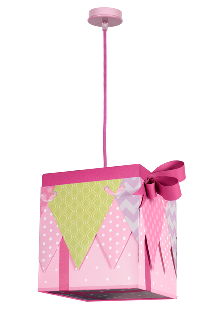 Lámpara colgante infantil fabricada en rosa color rosa, ideal para dormitorio