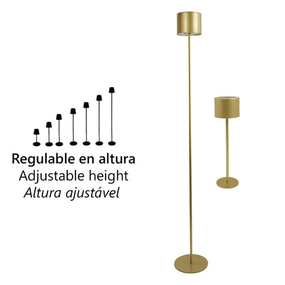 Esquema con dimensiones de la lámpara solar de pie Eliseo ALEMAR