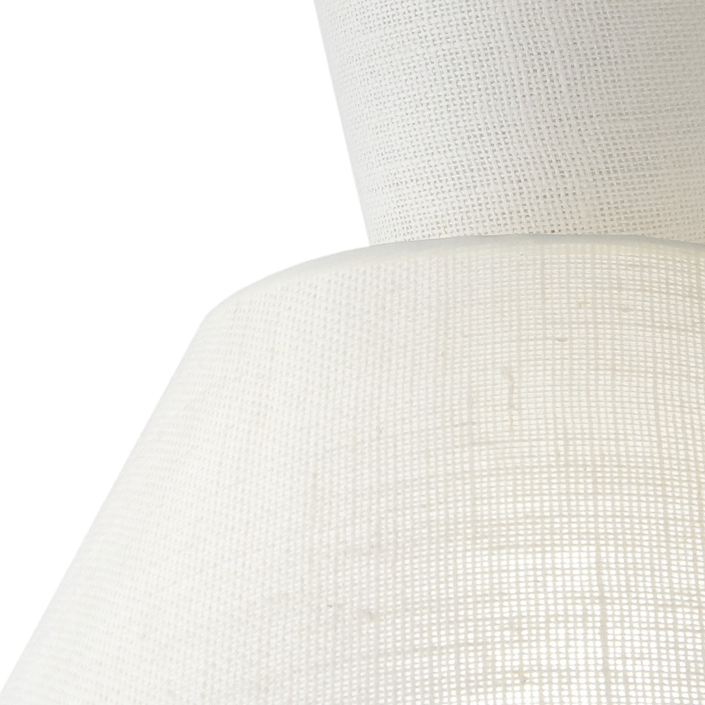 Detalle de estructura metal negro y pantalla tela del colgante Carlo ALEMAR