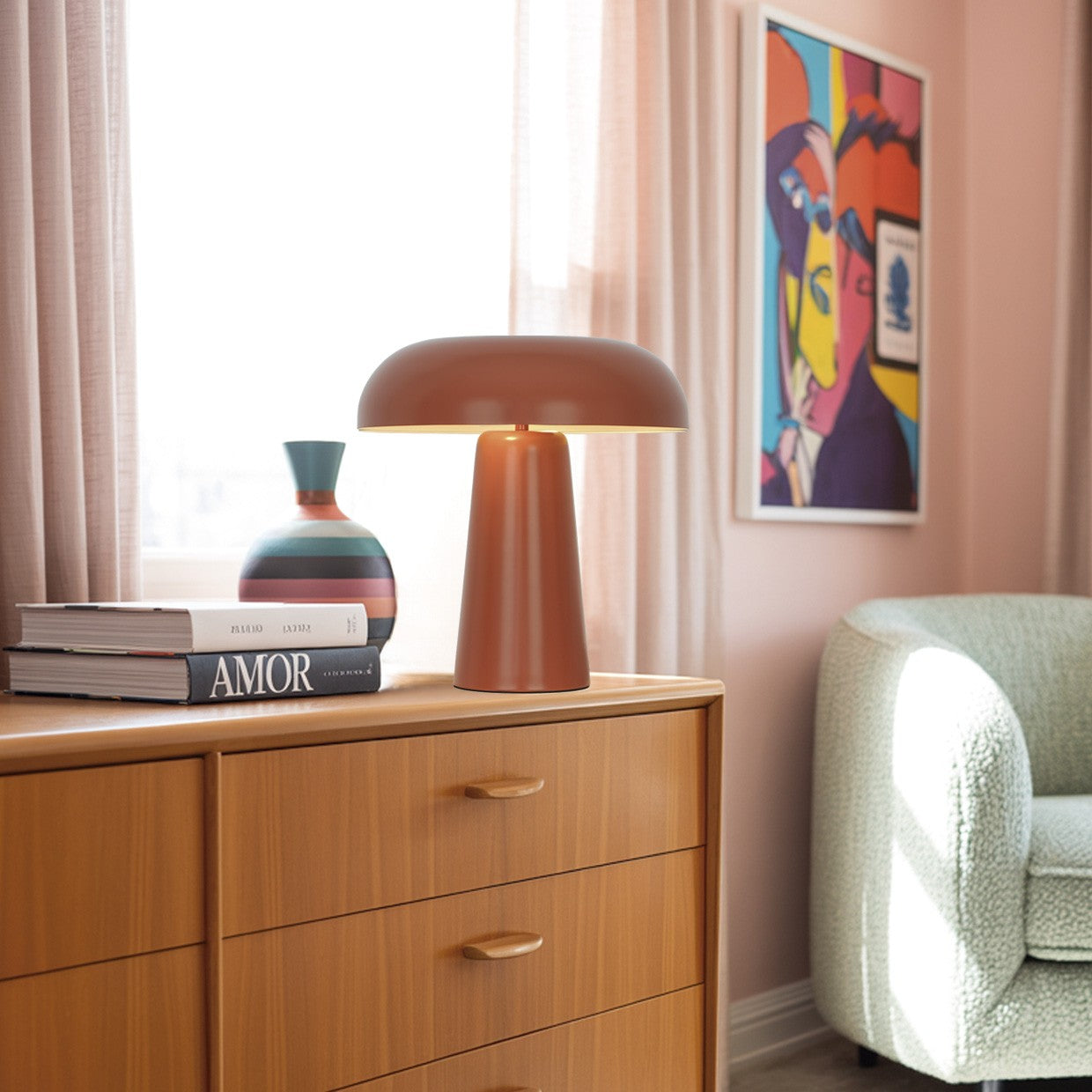 Lámpara de sobremesa Idea Terracota en ambiente de mesa - Vista decorativa