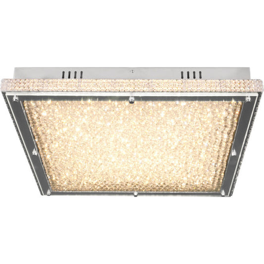 Plafón LED Vilnius 60W 5400lm Cuadrado Transparente/Cromo LUMIT Interlusa - Vista frontal principal en fondo blanco | LuzGurú