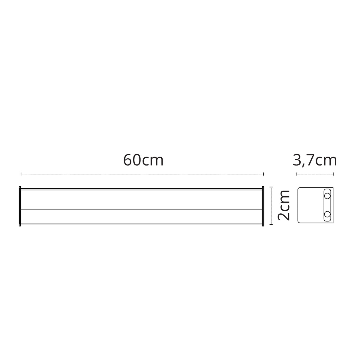 Regleta LED AXINITE 60 cm 9W 6400K Blanco Interlusa encendida con proyección de luz y ambiente | LuzGurú
