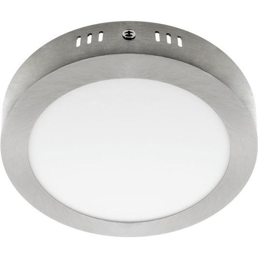 Plafón LED ESCUDO Redondo 17 cm 12W 6000K Níquel Interlusa - Vista frontal principal en fondo blanco | LuzGurú