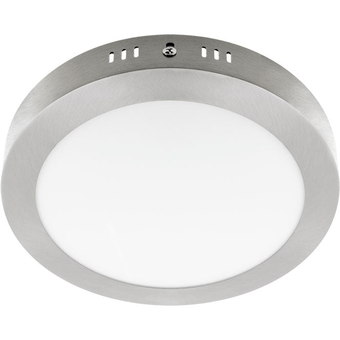 Plafón LED Escudo Redondo 22,5 cm Níquel Interlusa - Vista frontal principal en fondo blanco | LuzGurú