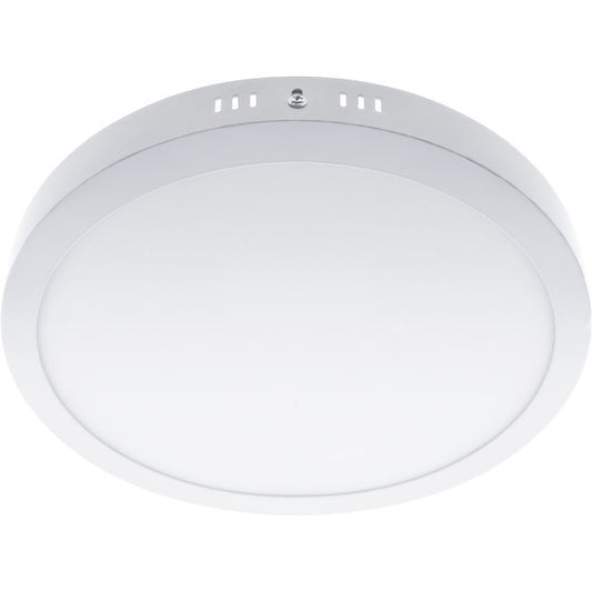 Plafón LED Escudo Redondo 30 cm 24W 3000K Blanco Interlusa - Vista frontal principal en fondo blanco | LuzGurú