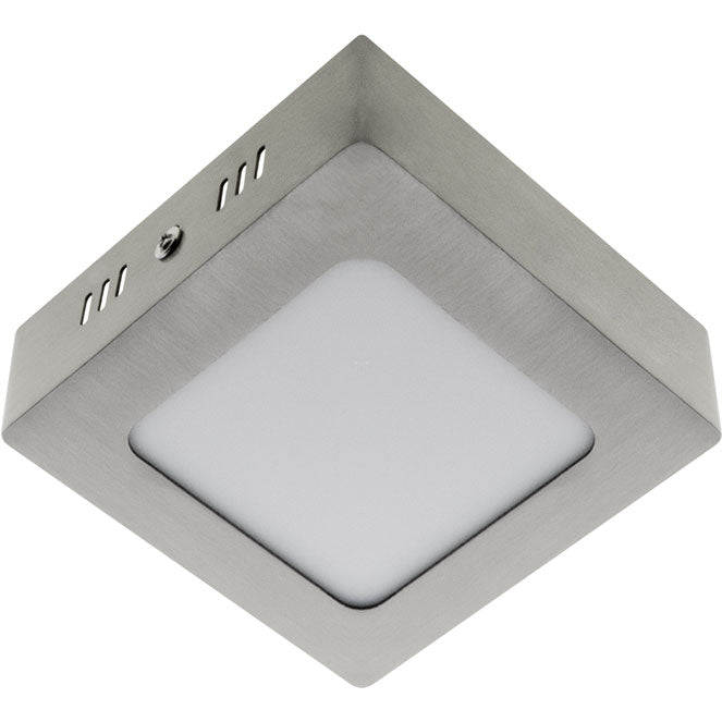 Plafón LED PESETA Cuadrado 12 cm 6W 4000K Níquel LUMIT Interlusa - Vista frontal principal en fondo blanco | LuzGurú