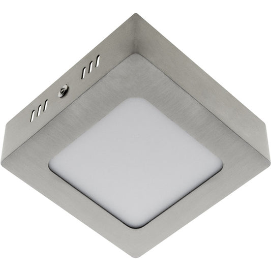 Plafón LED PESETA Cuadrado 12 cm 6W Níquel Luz Fría 6000K LUMIT Interlusa - Vista frontal principal en fondo blanco | LuzGurú