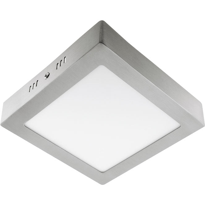 Plafón LED PESETA 12W Cuadrado 17cm Niquel Luz Fría 6400K Interlusa - Vista frontal principal en fondo blanco | LuzGurú