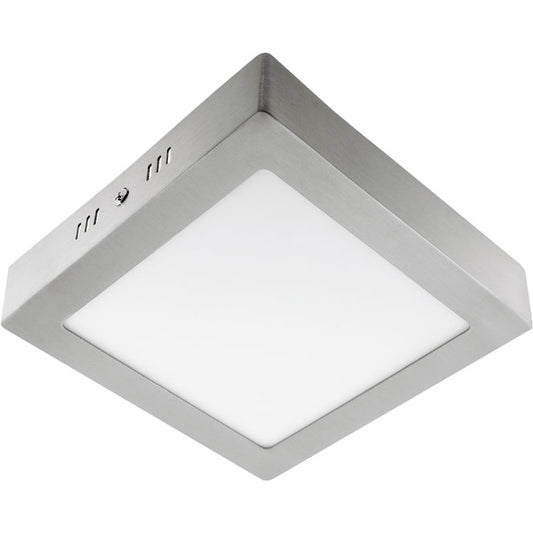 Plafón LED PESETA 12W Cuadrado 17cm Niquel Luz Fría 6400K Interlusa - Vista frontal principal en fondo blanco | LuzGurú