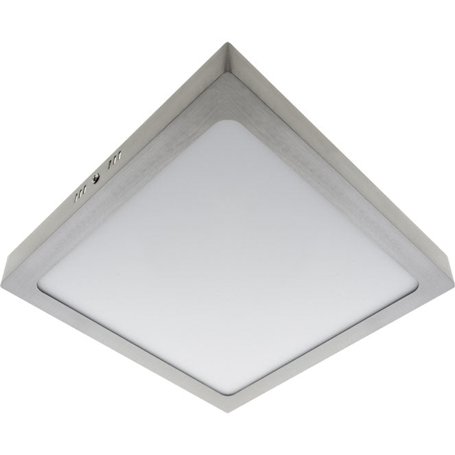 Plafón LED PESETA 30x30 cm 24W Níquel Interlusa - Vista frontal principal en fondo blanco | LuzGurú