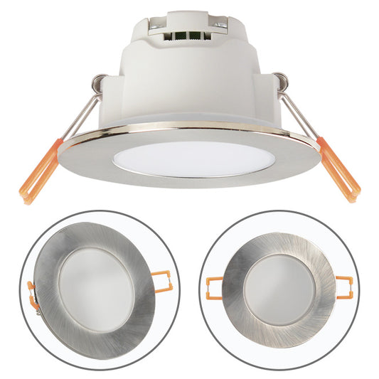 Downlight Empotrable XELIM LED 5W 9 cm Niquel LUMIT Interlusa - Vista frontal principal en fondo blanco | LuzGurú