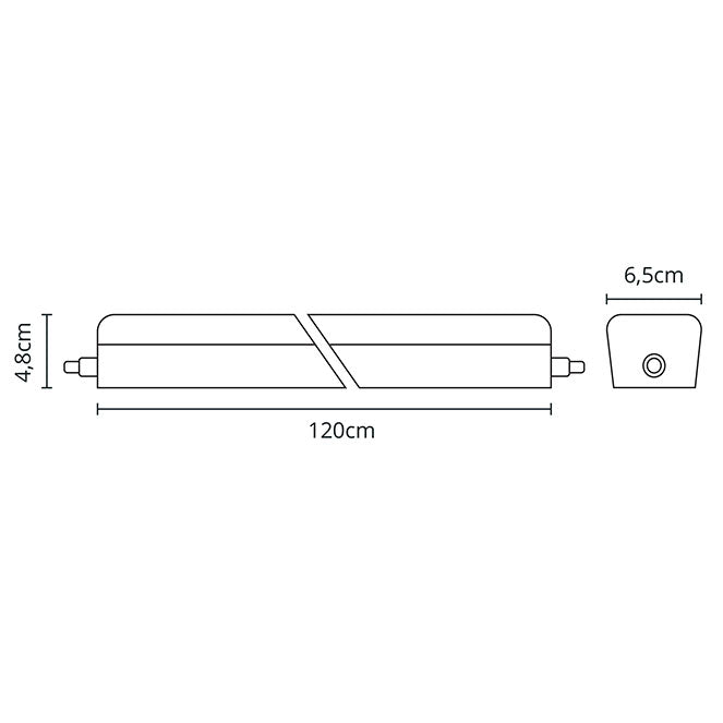 Regleta LED COLUMBITE 120 cm 36W 6000K IP65 Blanco LUMIT Interlusa encendida con proyección de luz y ambiente | LuzGurú
