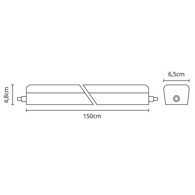 Regleta LED COLUMBITE 150 cm 46W 6000K Blanco Interlusa encendida con proyección de luz y ambiente | LuzGurú