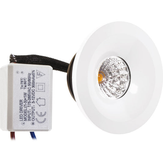 Downlight Empotrable CENTIMO Redondo 5 cm LED 1W Blanco LUMIT Interlusa - Vista frontal principal en fondo blanco | LuzGurú