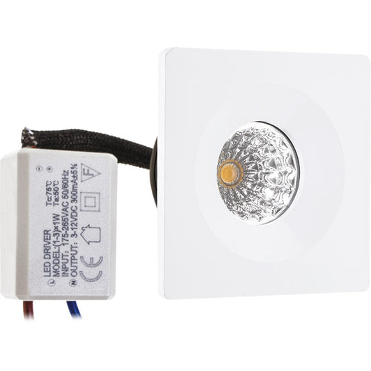 Downlight Empotrable CENTIMO Cuadrado 1W LED 4000K Blanco Interlusa - Vista frontal principal en fondo blanco | LuzGurú