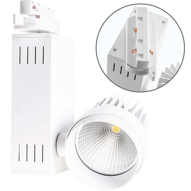 Foco para Carriles AZURAS 16W LED 1400lm 4000K Blanco Interlusa - Vista frontal principal en fondo blanco | LuzGurú