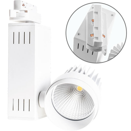 Foco para Carriles AZURAS 16W LED 1400lm 4000K Blanco Interlusa - Vista frontal principal en fondo blanco | LuzGurú