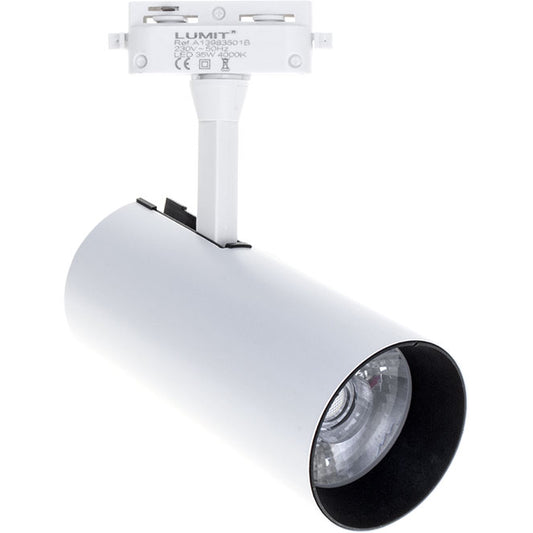 Foco para Carriles ADONIS 35W LED 6400K Blanco Interlusa - Vista frontal principal en fondo blanco | LuzGurú
