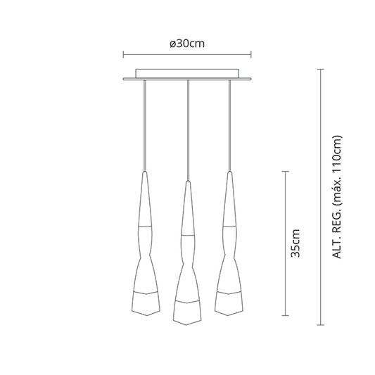 Lámpara METEOR fabricada en aluminio color champán
