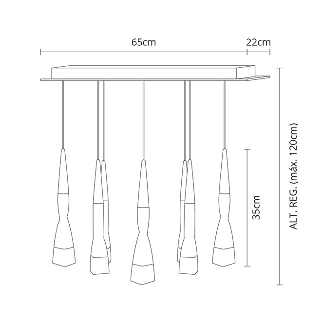 Lámpara METEOR fabricada en color champán, ideal para luz cálida en interiores