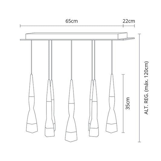 Lámpara METEOR fabricada en color champán, ideal para luz cálida en interiores