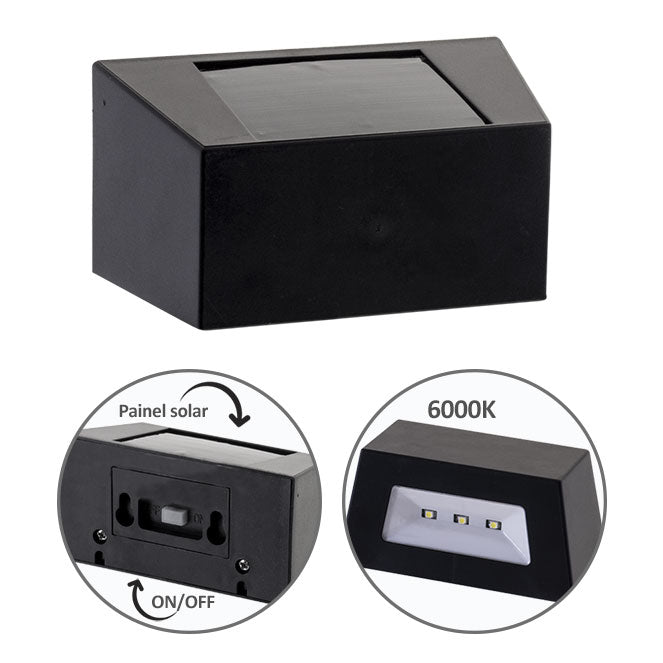 QUARTINO Aplique Solar Exterior Negro LUMIT