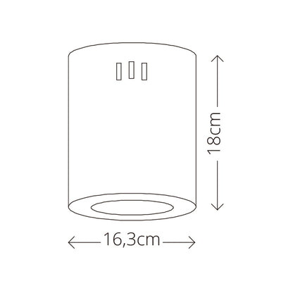 Plafón LED TUBI 20W 1600lm 4000K Negro 16cm Interlusa instalada en ambiente decorativo de salón o dormitorio | Interlusa