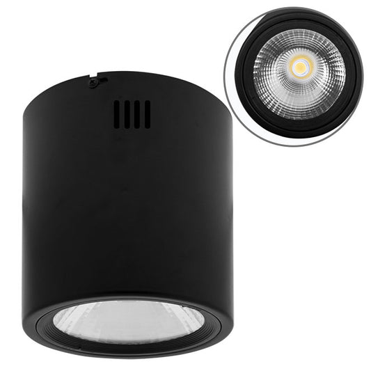 Plafón LED TUBI 20W 1600lm 4000K Negro 16cm Interlusa - Vista frontal principal en fondo blanco | LuzGurú