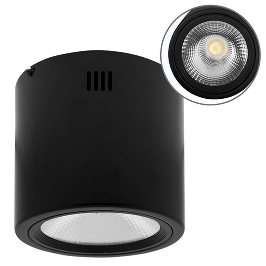 Plafón LED TUBI 30W 2400lm 4000K Negro 19cm Interlusa - Vista frontal principal en fondo blanco | LuzGurú