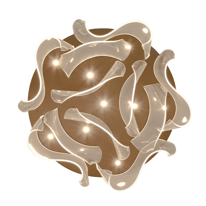 Plafón LED CCT Claire 150 cm Dorado LUMIT Interlusa instalada en ambiente decorativo de salón o dormitorio | Interlusa